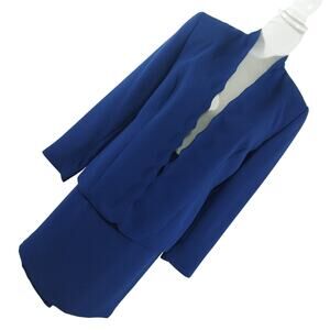 AMANDA SMITH! RICH ROYAL BLUE SCALLOPED OPEN FRONT SKIRT SUIT SET! SZ 8